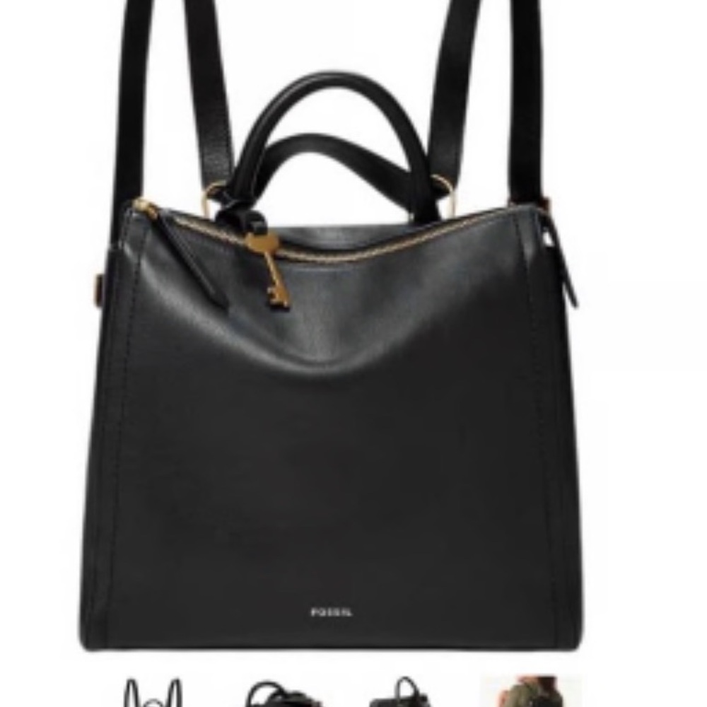 Fossil Black Leather Backpack